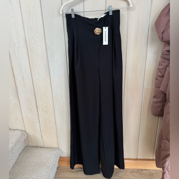 Embellished ultra high waist wide leg pant, black - Picture 2 of 6